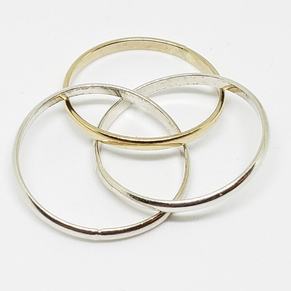 Set of 3 Sterling Silver 925 Interlocking Entwined Infinity Rings - Size 5 - Picture 2 of 10